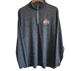 Ohio State Buckeyes Pullover Mens Medium Gray1/4 Zip Long Sleeve Dri Fit